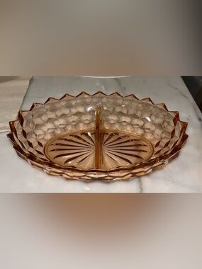 Jeanette depression glass divided relish dish